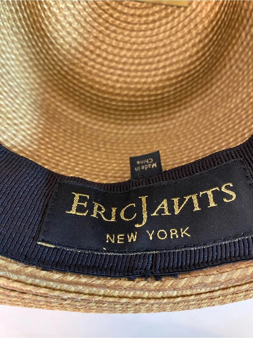 ERIC JAVITS Squishee Packable Fedora Hat Natural with Black Band - Picture 8 of 10